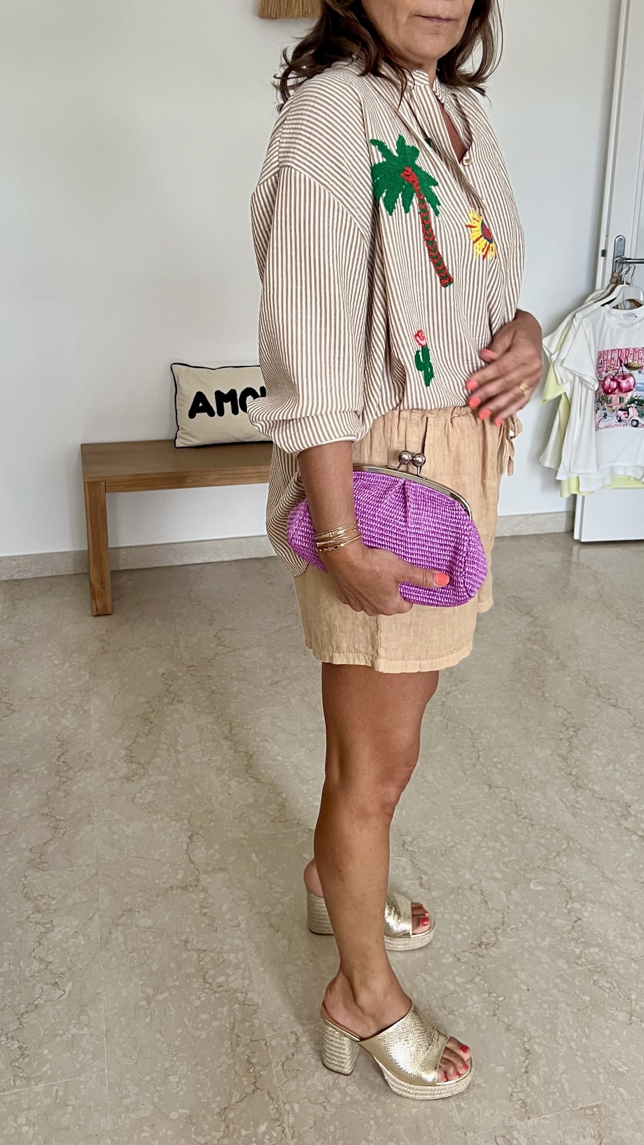 Sac Raphia Violet Purple