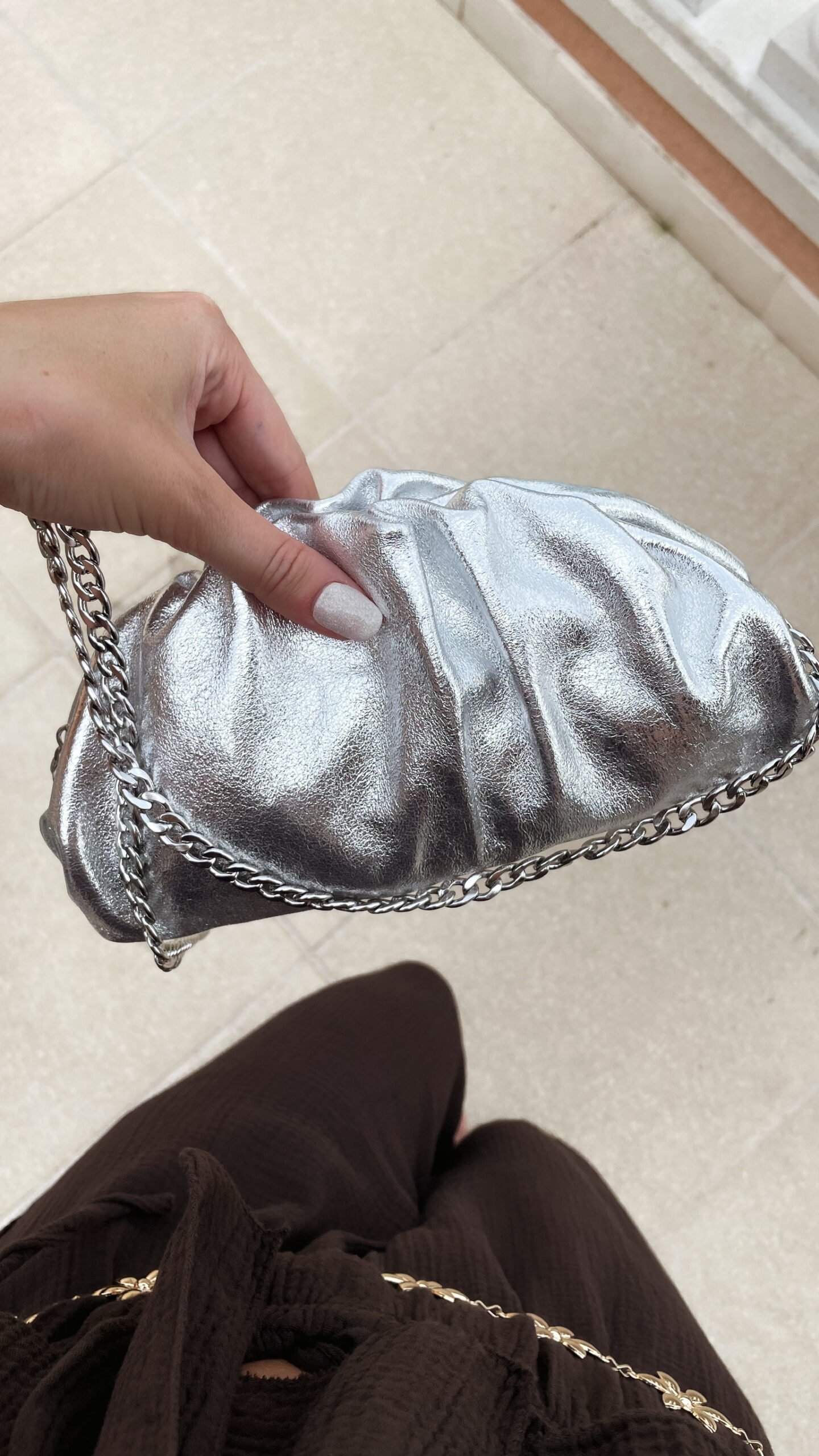 Sac en Cuir Argenté Mini Selena