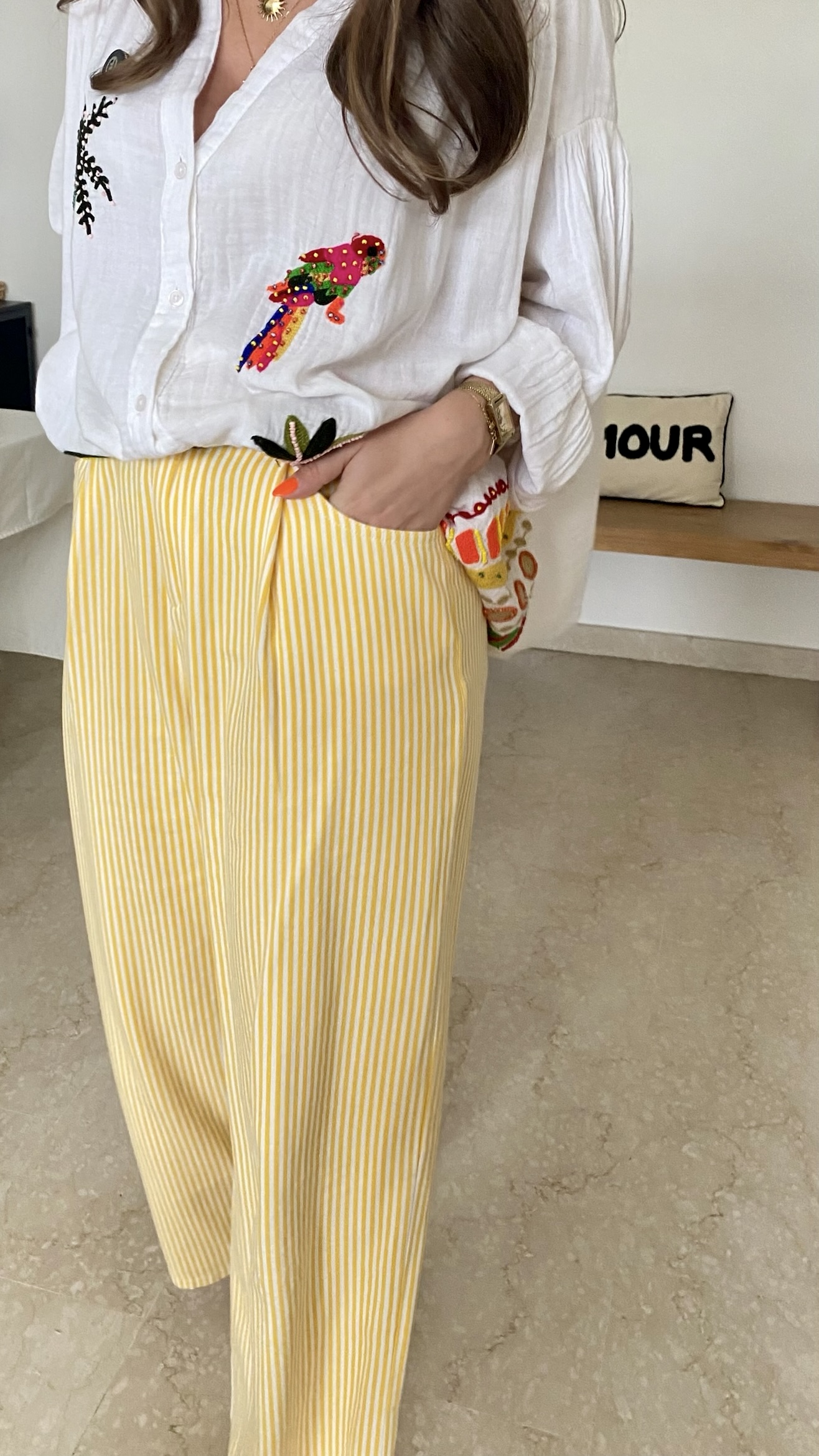 Pantalon Jaune Rayé Vanille