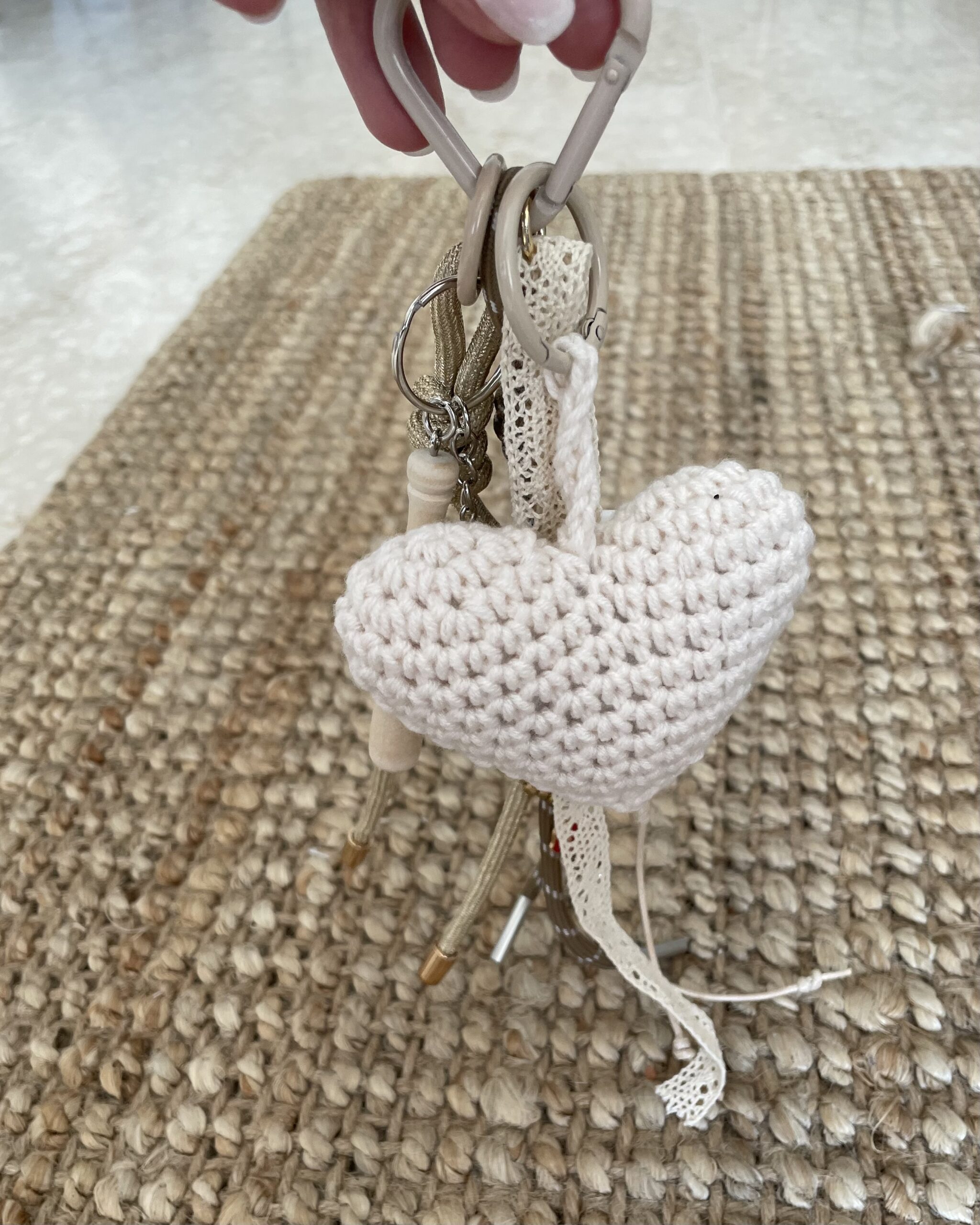 Accessoire de Sac Ecru Doré Coeur