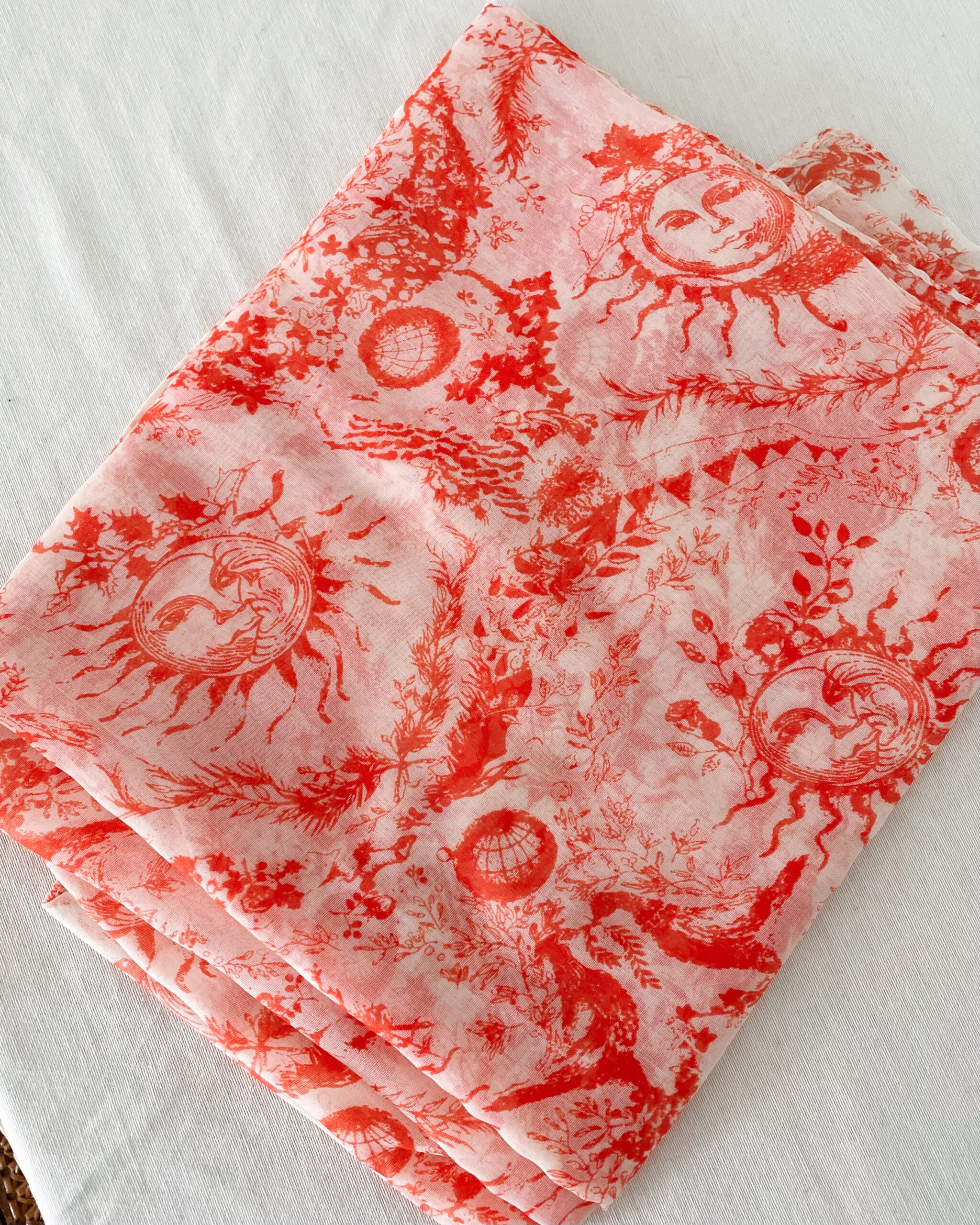 Foulard Toile de Jouy Orange