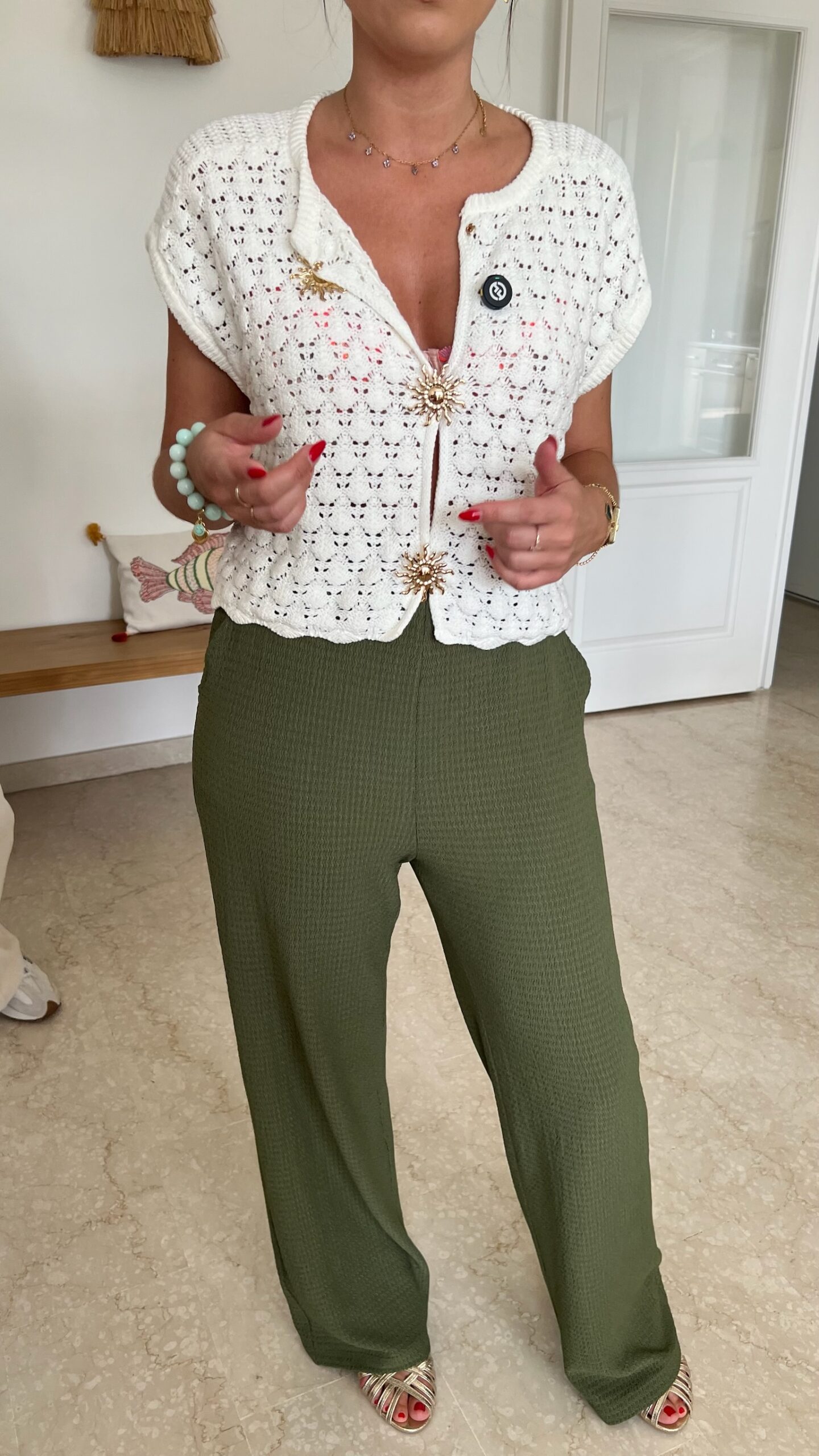 Pantalon Taille Haute Kaki Lilio
