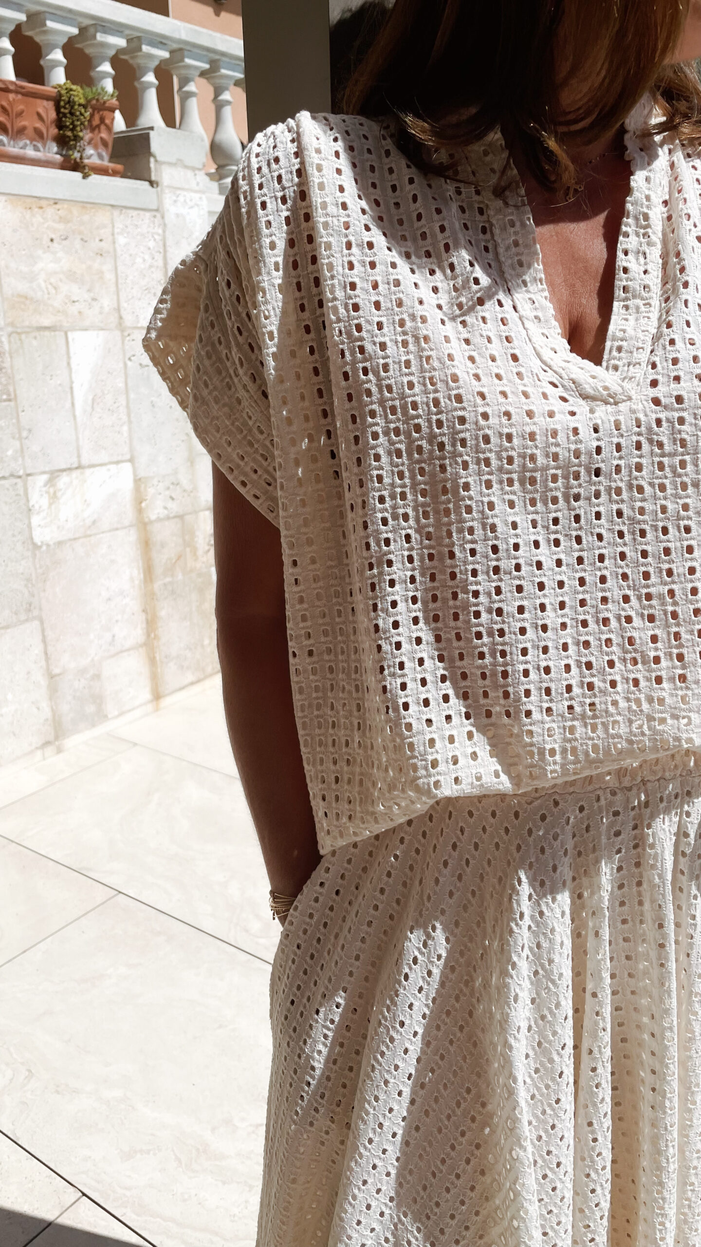 Top Broderie Ajouré Ecru Laura