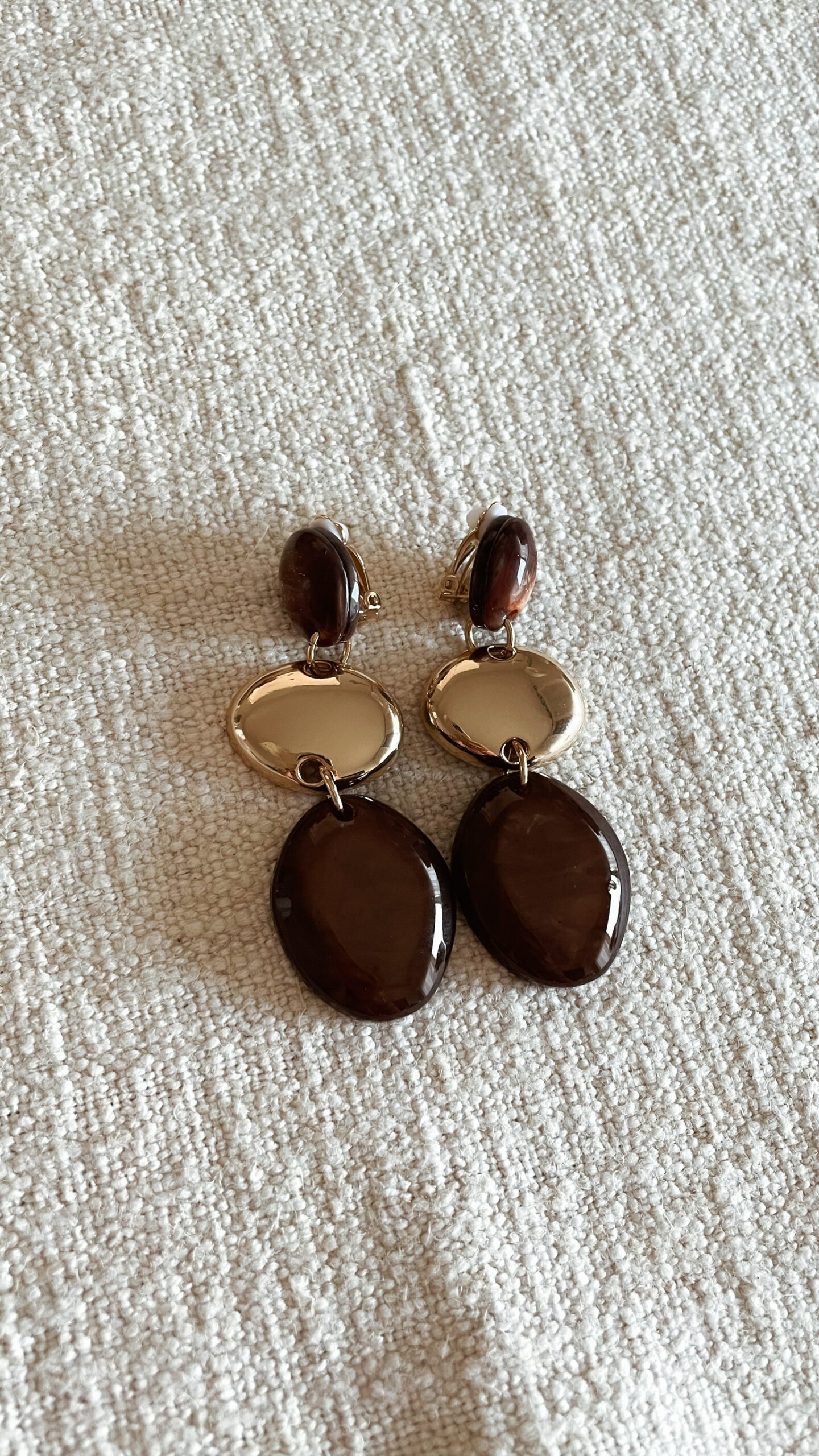 Boucles d’Oreilles Marron Doré (Clips)