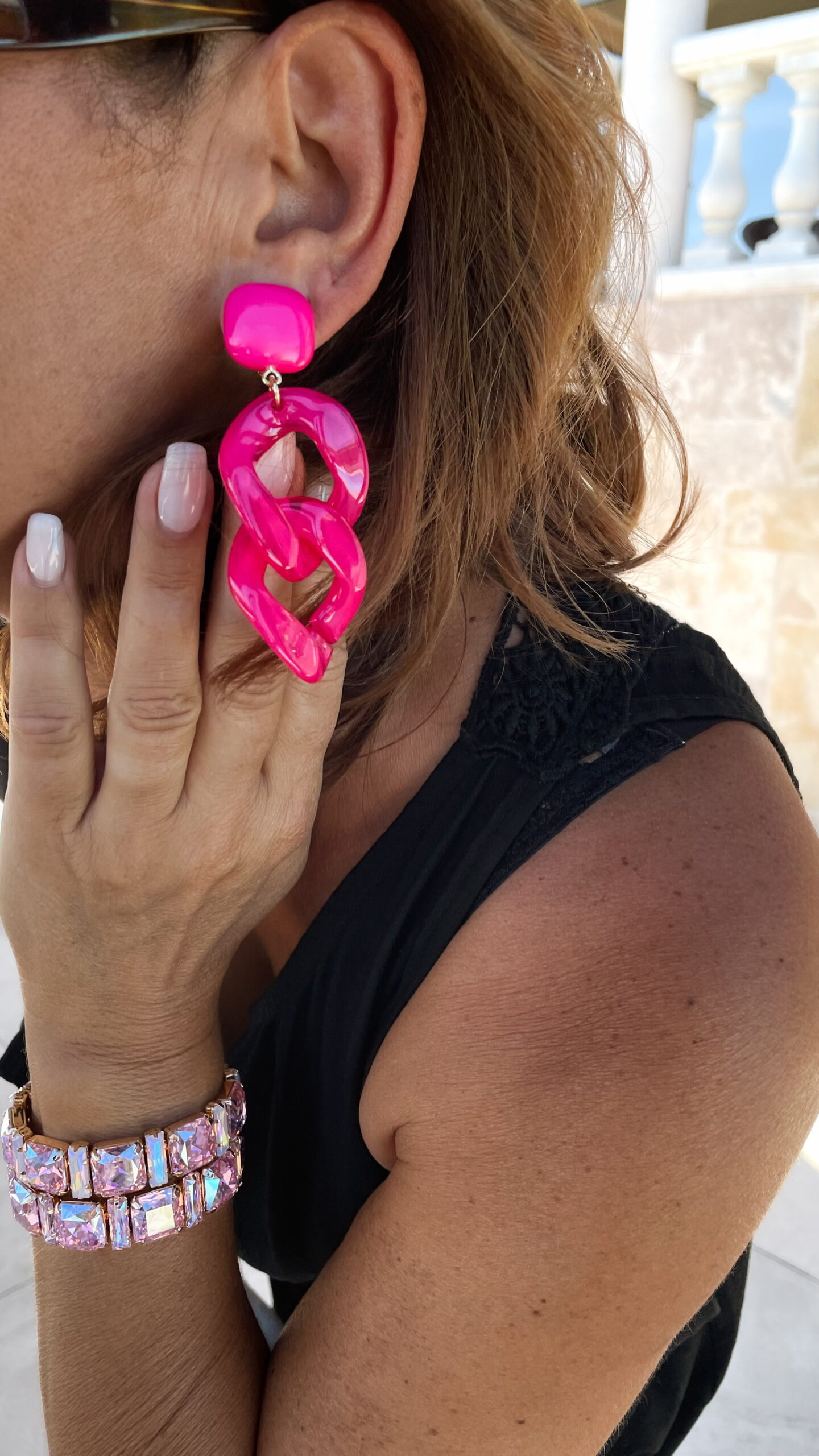 Boucles d’Oreilles Rose Fuchsia (Clips)