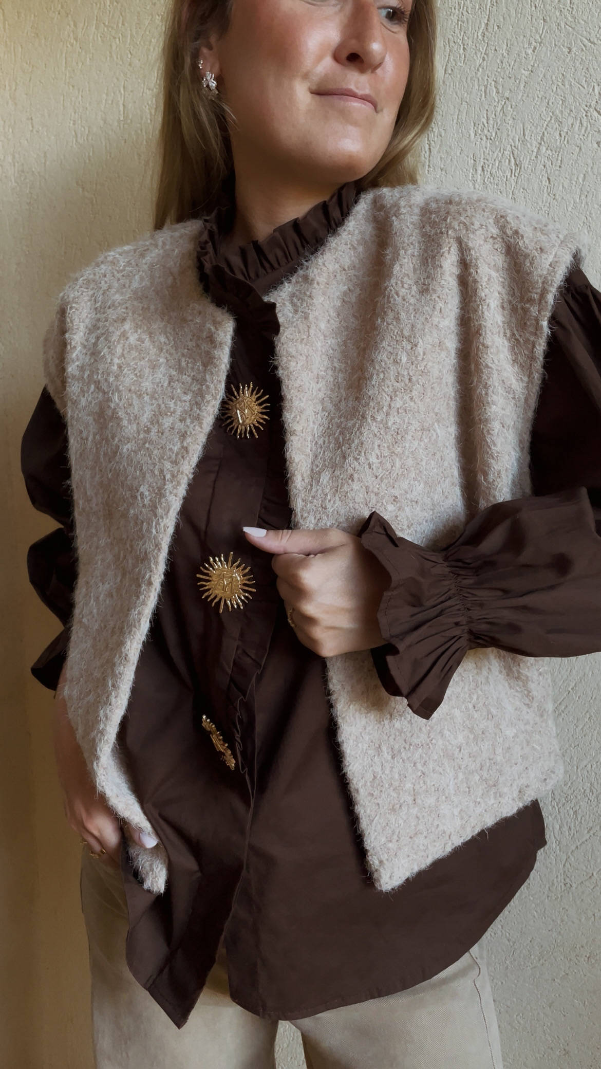 Alternative view of Gilet Beige Nestor