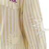 Chemise femme rayée jaune et blanche avec broderies estivales et inscription "La Dolce Vita"