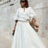 Ensemble femme écru bohème chic – Blouse oversize et jupe longue élégante