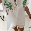 Chemise blanche femme brodée palmiers – Style estival chic et tendance