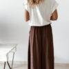 Pantalon large en lin moka pour femme – Look bohème chic et confortable