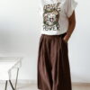 Pantalon large en lin moka pour femme – Look bohème chic et confortable
