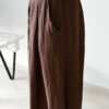 Pantalon large en lin moka pour femme – Look bohème chic et confortable