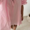 Robe courte rose en popeline bohème chic pour femme