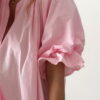 Robe courte rose en popeline bohème chic pour femme
