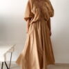 Robe longue camel bohème chic pour femme