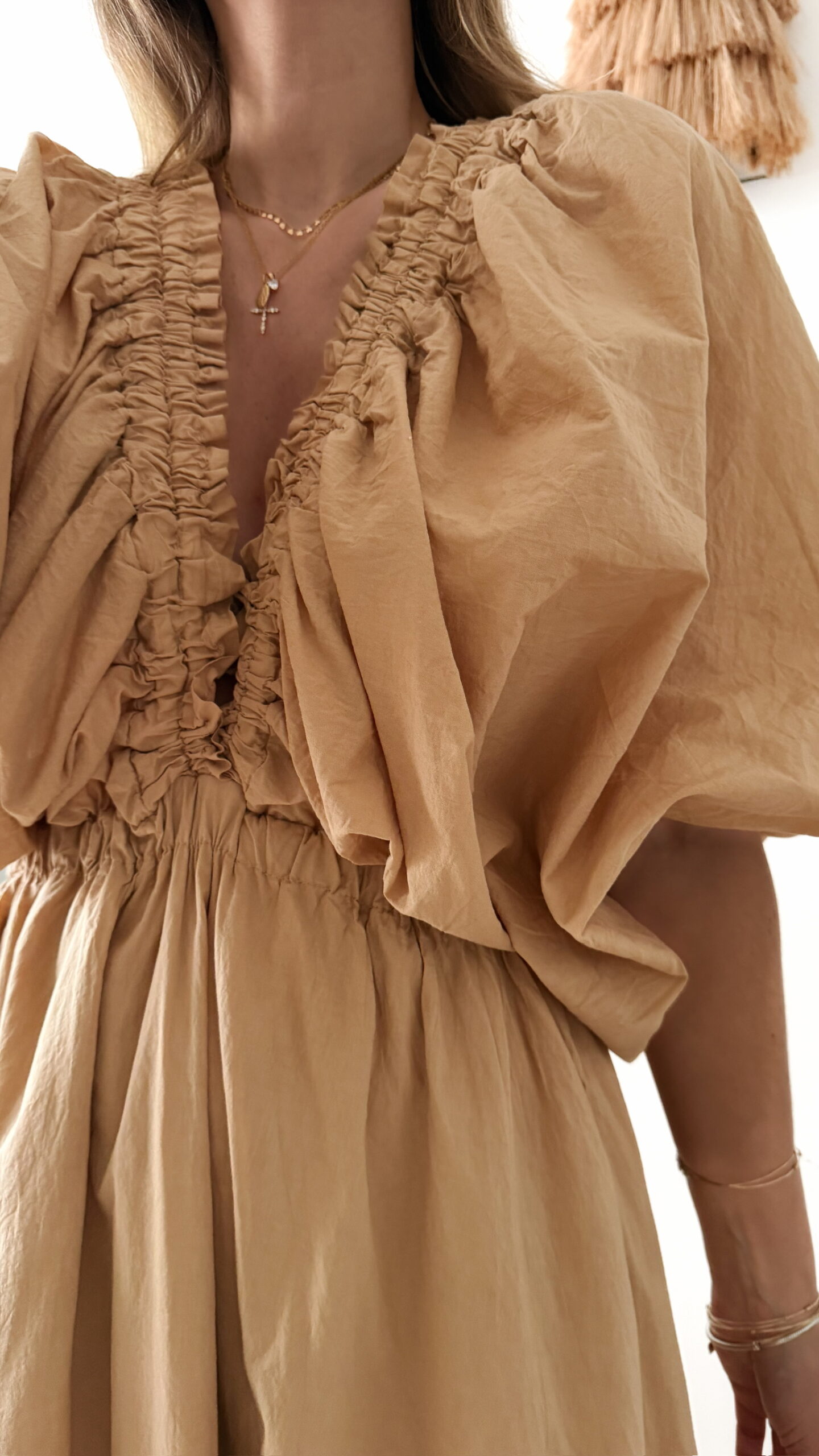 Robe longue camel bohème chic pour femme