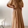 Robe longue camel bohème chic pour femme