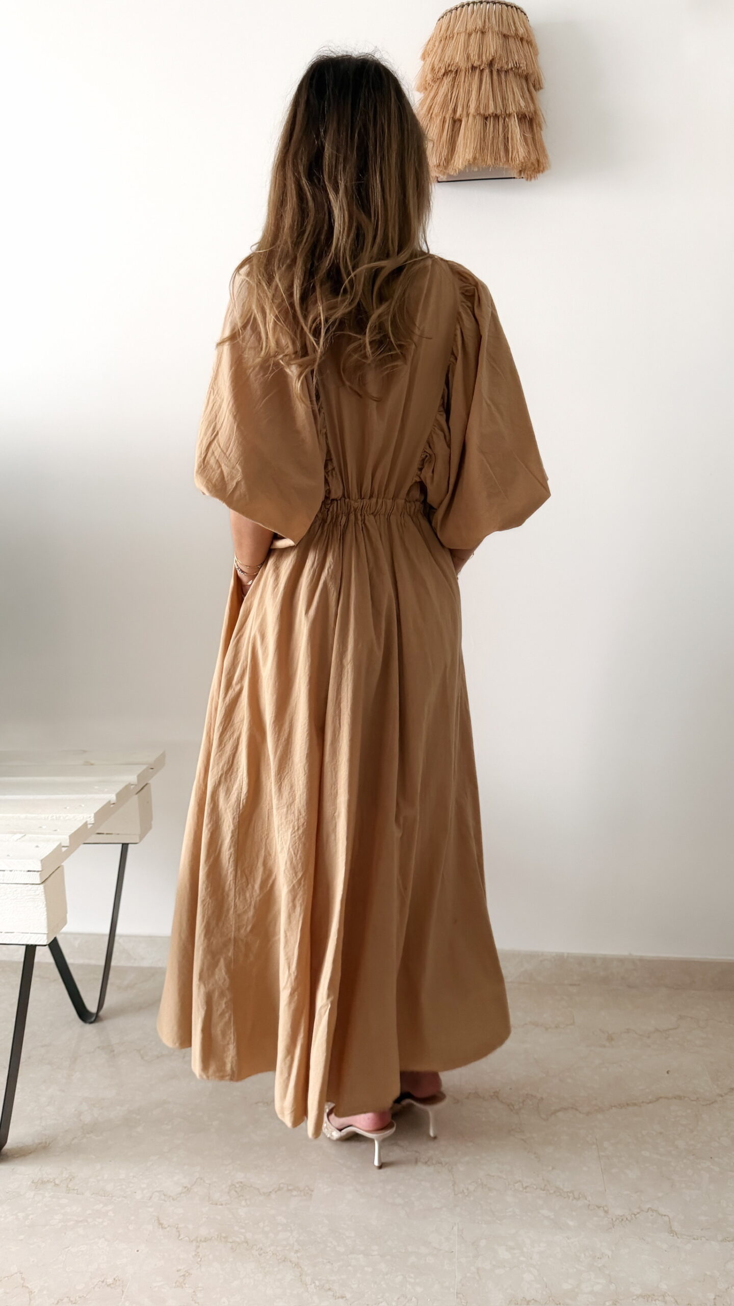 Robe longue camel bohème chic pour femme