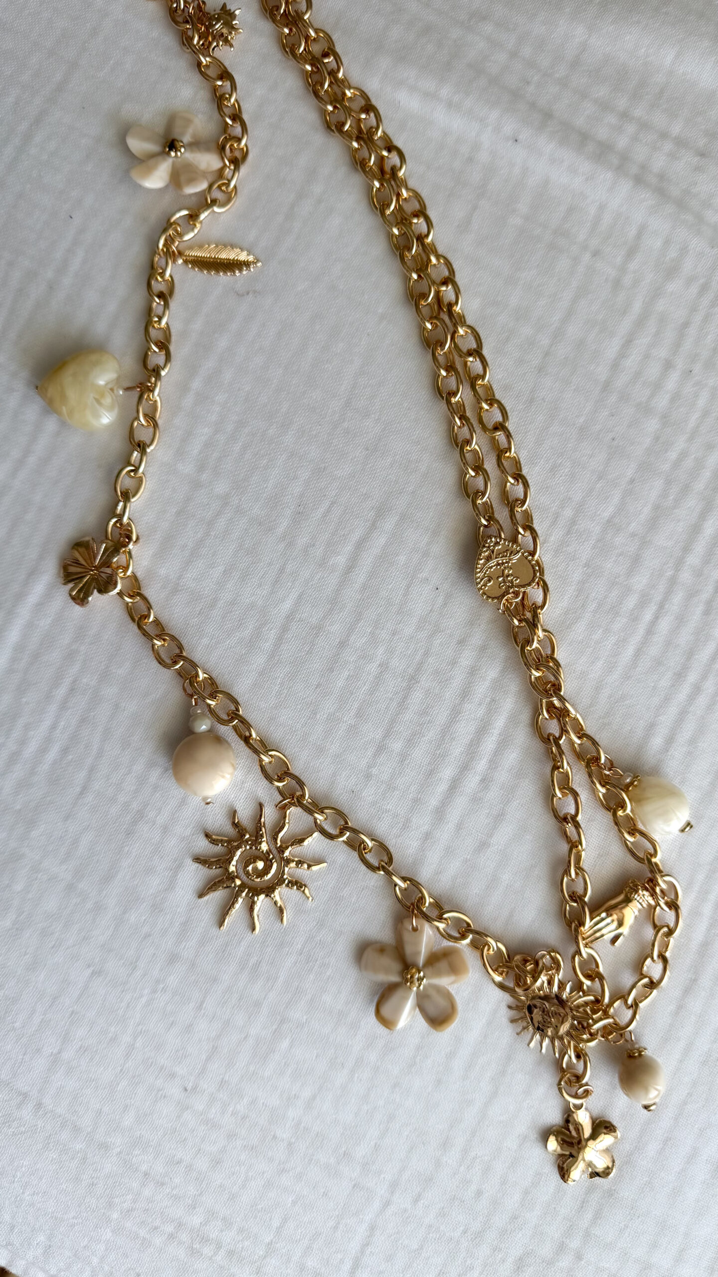Ceinture Chaine Fleurs Ecrues