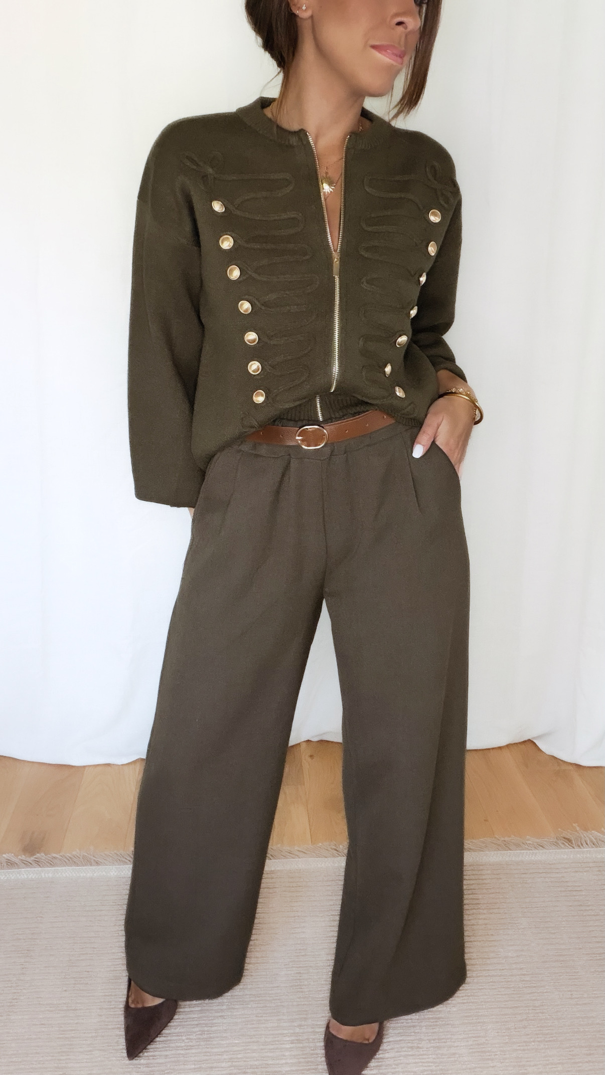 Alternative view of Pull Gilet Officier Kaki